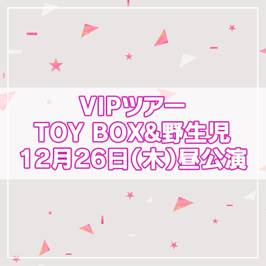 【限定4名】VIPツアー TOY BOX&野生児 2024年12月26日(木)昼公演