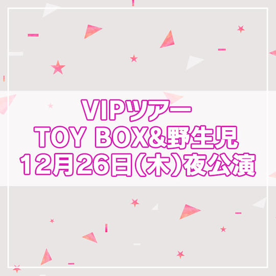【限定4名】VIPツアー TOY BOX&野生児 2024年12月26日(木)夜公演