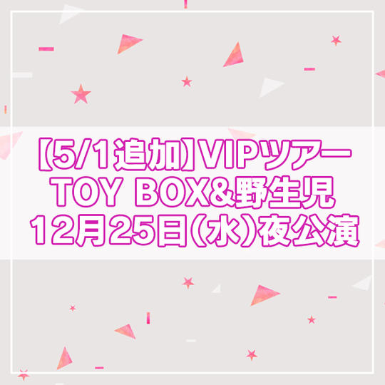 追加【限定4名】VIPツアー TOY BOX&野生児 2024年12月25日(水)夜公演