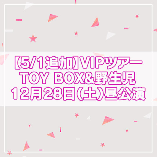 追加【限定4名】VIPツアー TOY BOX&野生児 2024年12月28日(土)昼公演