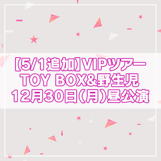 追加【限定4名】VIPツアー TOY BOX&野生児 2024年12月30日(月)昼公演